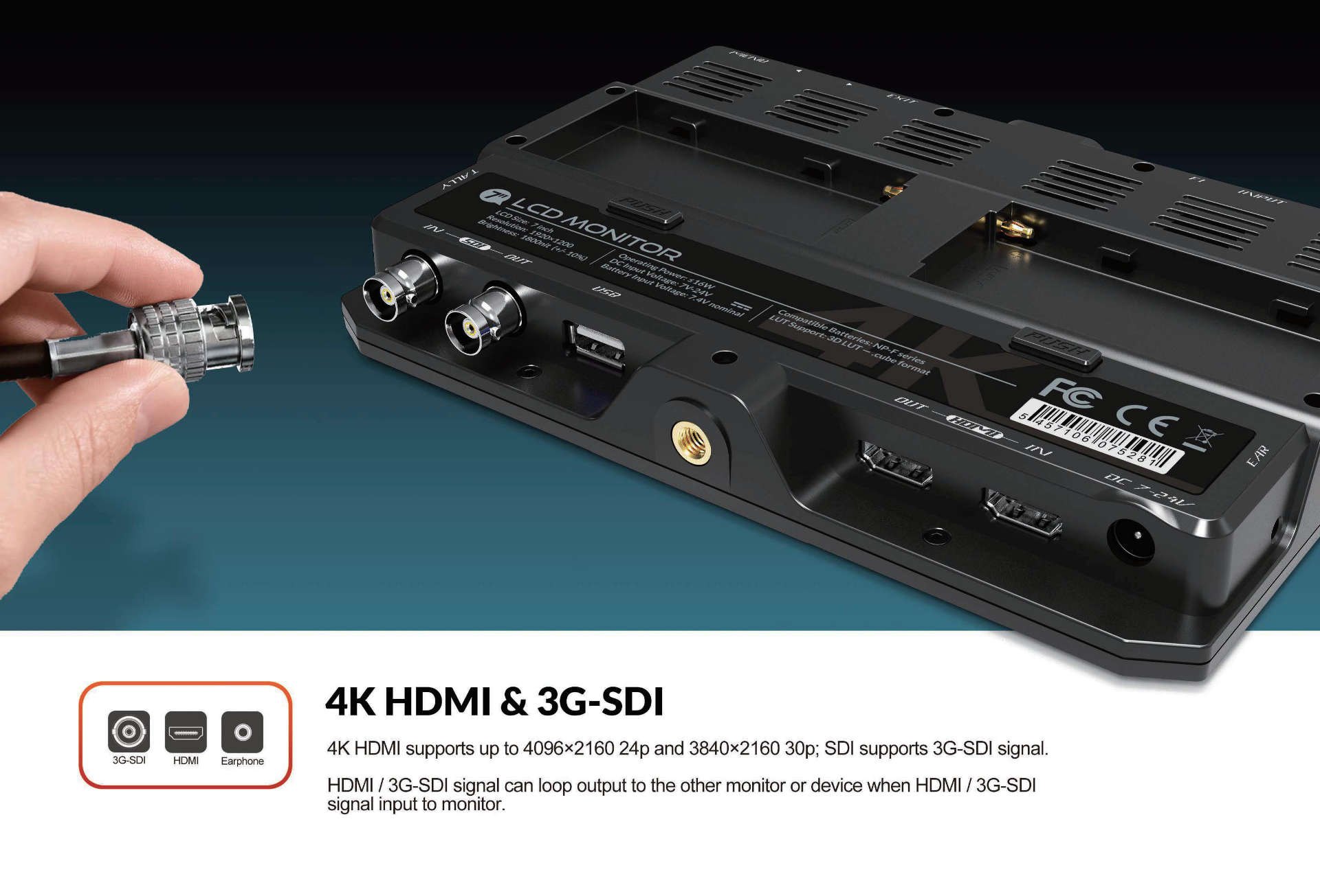 Lilliput H7S Zoll 4K High Brightness HDMI SDI Monitor